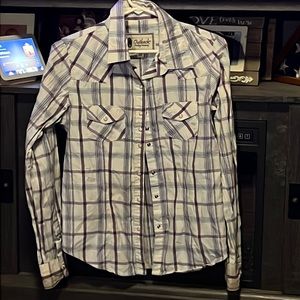 Purple and white pearl snap